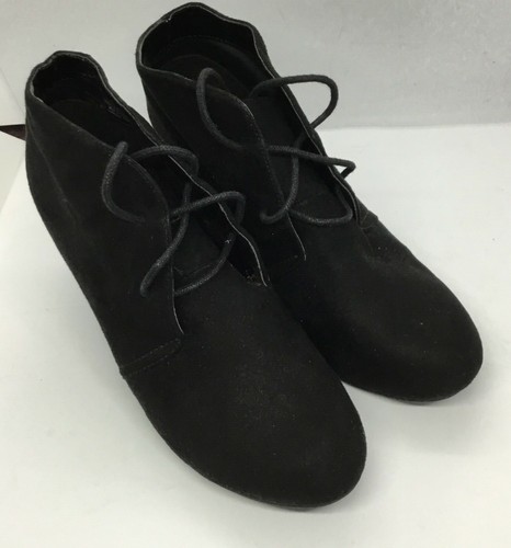 Mossimo ante para mujer Botas al tobillo Botines Negro Talla 6.5 Tacos Cuña  | eBay