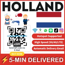 [eSIM] Holland eSIM e-SIM card Travel Sim card Tarjeta eSIM Dato Data only 🛜A+