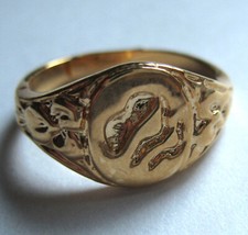 Girl Scout 2003 GOLD TREFOIL ETCHED THREE-FACES RING Adjustable GIFT BOX Jewelry