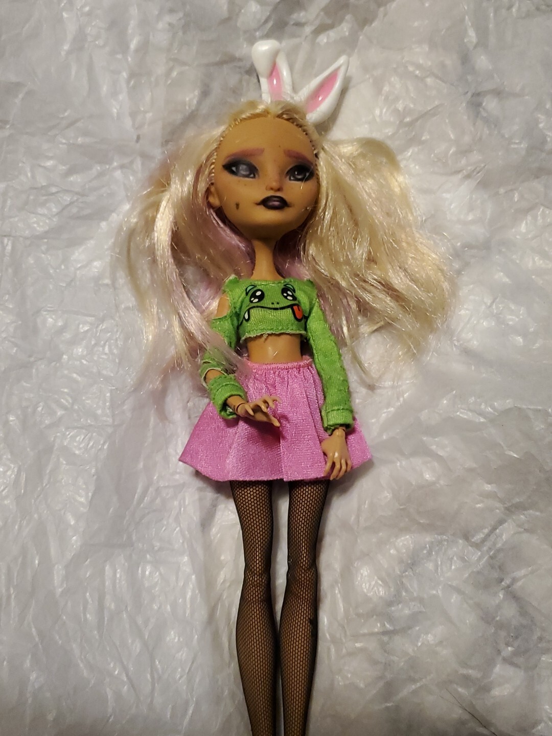 OOAK custom Ever After High Repaint Doll Pierced Cheeks Goth Emo Alt Artdoll 