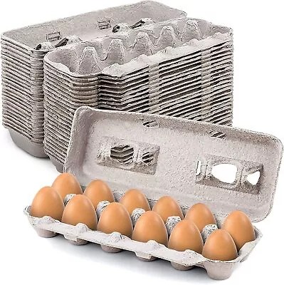 MT Products Blank Natural Pulp Egg Cartons | Holds 12 Eggs - Pack of 25