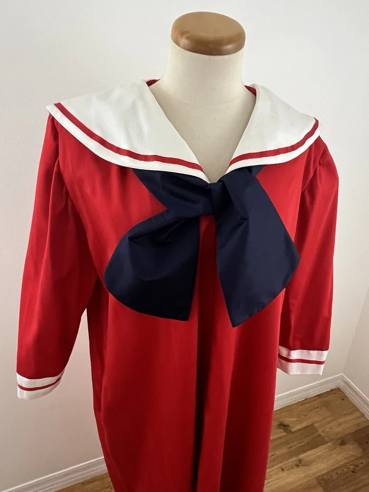 Vintage Victor Costa at Home Women's L Maxi Dress Kaftan Muumuu Sailor Nautical - Image 4 of 4