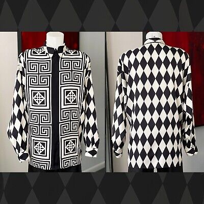 GIANNI VERSACE silk shirt black & white print size IT 50 GIANNI VERSACE silk shirt black & white print size IT 50