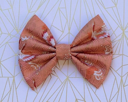 Fabric Hair Bow For Girls | Floral Print | Gold Metallic | Hair Bow for Girls - Picture 5 of 7
