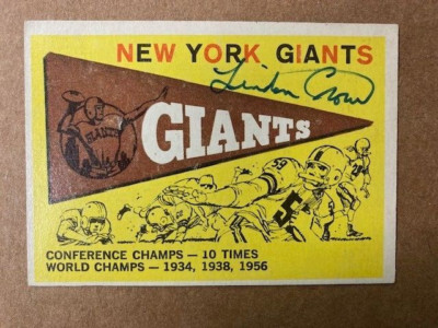 LINDON CROW NY Giants Signed 1959 Topps Card#53 with COA