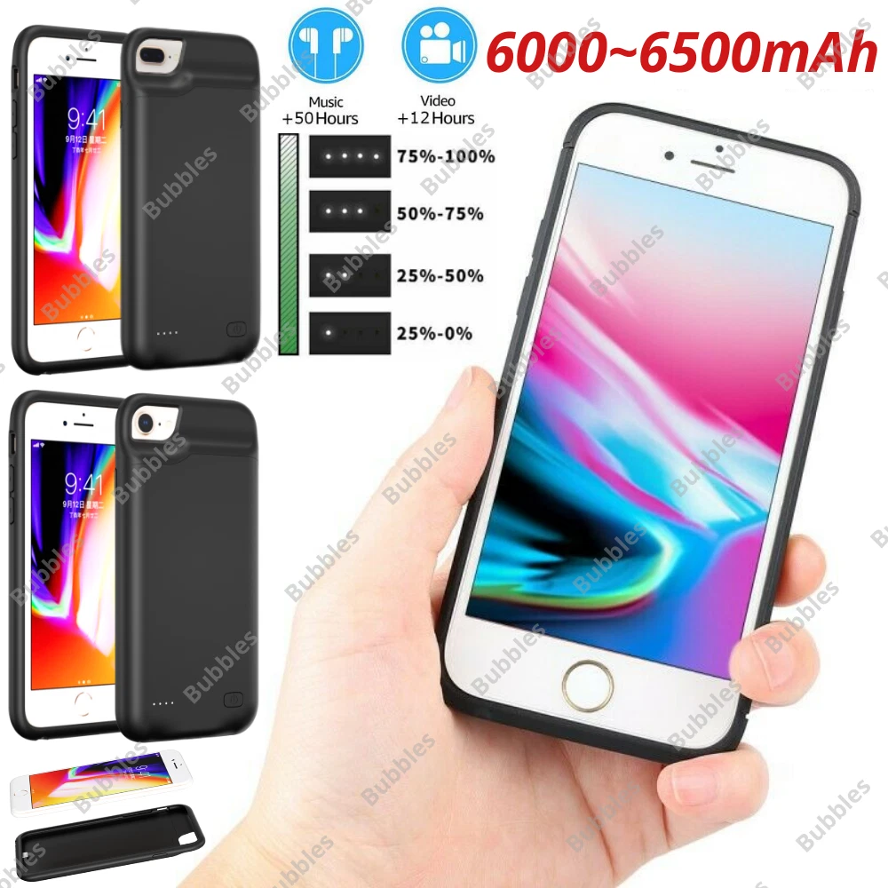 Power Bank Charging Cover For iPhone 8 7 6 Plus SE External Charger Battery Case