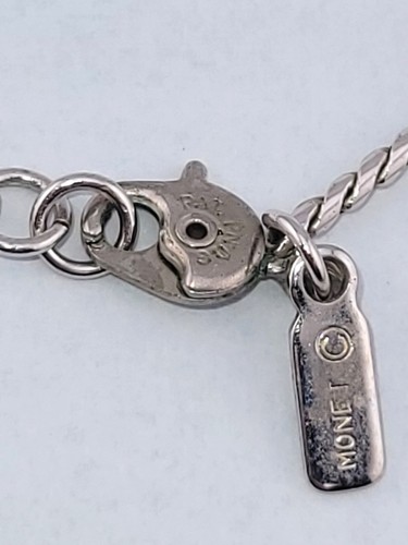 Collar de cadena vintage MCM modernista firmado Monet enchapado en rodio 32" - Imagen 4 de 5