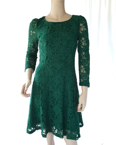 NEW PRINCESS HIGHWAY Gloria Lace Dress Cotton Blend Emerald Size 8 - Picture 3 of 12