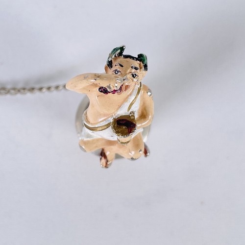 Vtg WTU Pewter Emperor Figure Eating Grapes Wine Bottle Stopper Cork Ring Chain - Picture 6 of 12