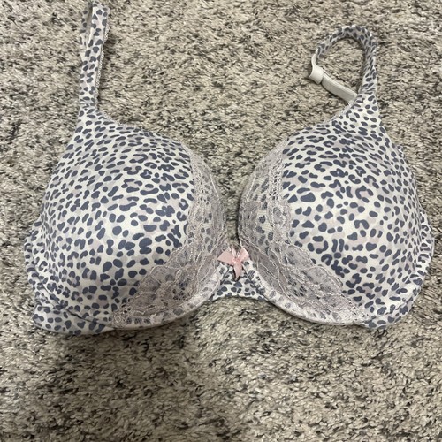 Victoria’s Secret Perfect Coverage cheetah print bra, size 34D Gray