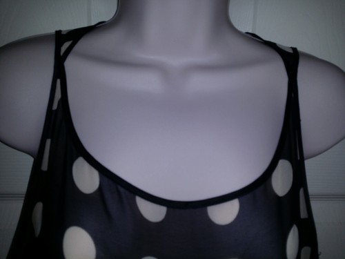 Twenty One Juniors Black/White Polka Dot Pleated Chiffon Swing Dress Lined Sz. 1 - Picture 2 of 12