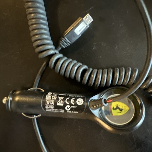 Ferrari Logo Motorola Micro-USB Car Charger Travel Power Adapter Coiled Cable - Picture 3 of 3