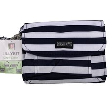 Lillybit Uptown Diaper Clutch Bag Tote Purse Changing Pad Navy Blue Striped