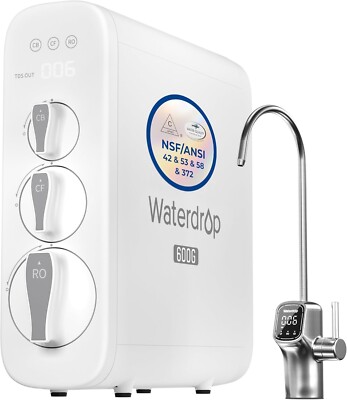 Waterdrop G3P600 Reverse Osmosis System, 8 Stage Tankless RO Water Filter