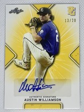 2021 LEAF PERFECT GAME AUTO AUSTIN WILLIAMSON YELLOW PAPER 13/20
