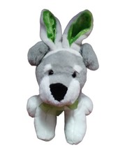 Dan Dee Collectors Choice 9" Gray White Stuffed Plush Puppy Dog With Bunny Ears