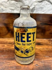 1940s 1950s DEMERT & DOUGHERTY HEET FUEL ADDITIVE GLASS BOTTLE ~ RARE ~ VINTAGE