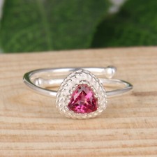 Pink Topaz Gemstone 925 Sterling Silver Designer Engagement Rings For Girls
