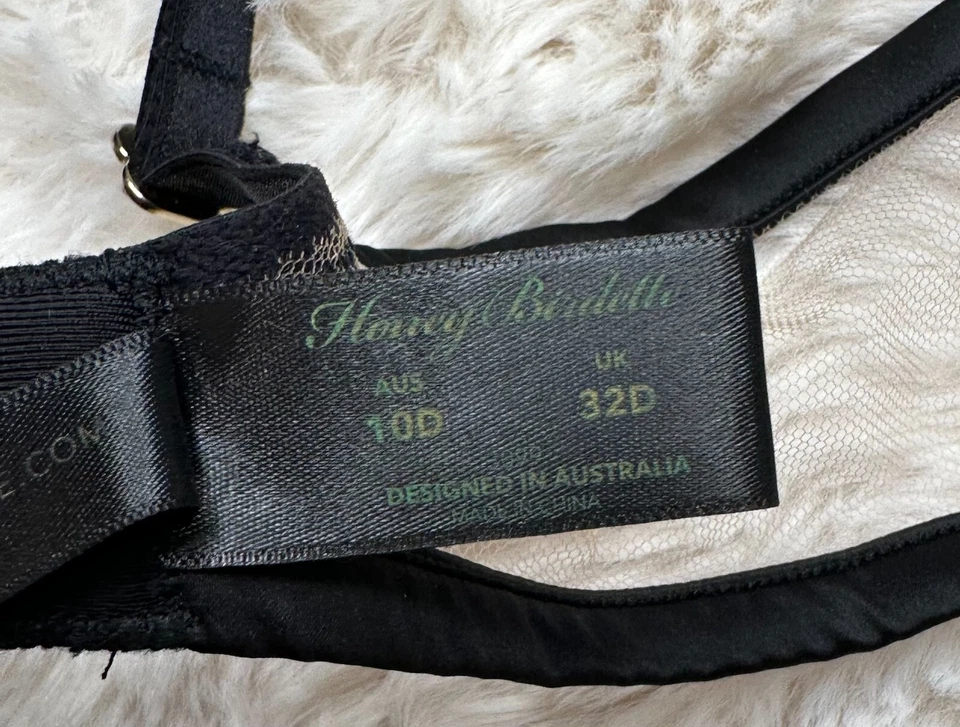 Honey Birdette AMELIE🖤 Conjunto de 2 piezas de calzoncillos florales de imitación de cuero negro 32D y M Foto 4 de 4