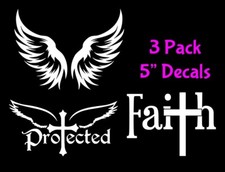 Protected by the Cross Faith White Vinyl Decal Car Truck Window Laptop Notebook