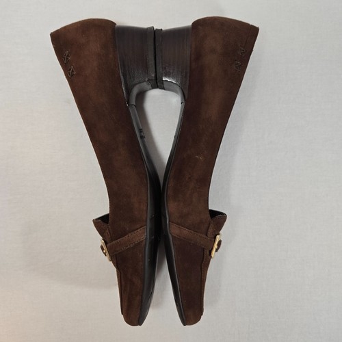 VINTAGE Office-Sirencore Academia ANNE KLEIN Brown Suede Buckle Shoes Size 8M. - Picture 8 of 24
