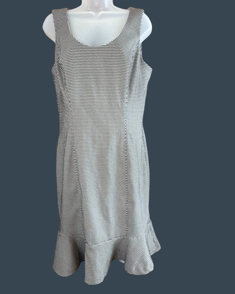 Vestido WHBM para mujer 12 lunares sin mangas volantes dobladillo trabajo sofisticado Foto 2 de 4