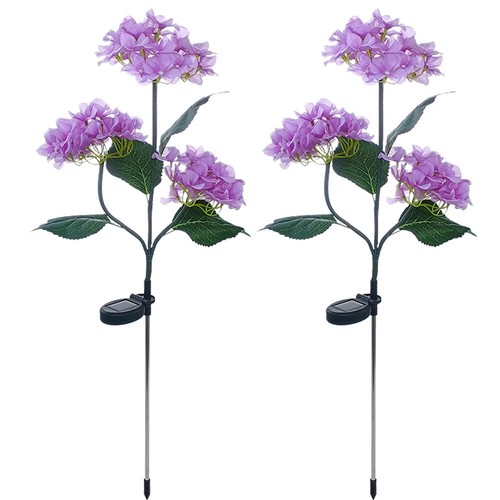Lámpara solar exterior LED simulada de luz de tierra de hortensia de 3 cabezales para jardín en casa - Imagen 25 de 27