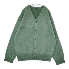 LENO V-neck cardigan, mohair blend, knit, H2002-K004 cardigan green 6-0114T  