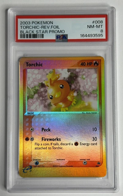 2003 POKEMON BLACK STAR PROMO #008 TORCHIC-REVERSE FOIL PSA 8 ***NEW CERT***