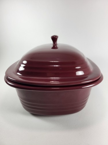 Pampered Chef New Traditions Deep Covered Baker 3.1 Qt Cranberry 1141 Made USA - Picture 3 of 11