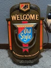 Vintage Heileman's Old Style Beer Door Knocker Lighted Welcome Sign 1970s
