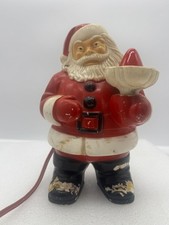Vintage Hard Plastic Lighted Santa Claus Christmas Decor-AS IS
