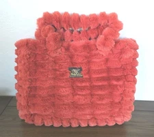Minky Couture Annie Tote Bag in Ripple Deep Coral Large Size
