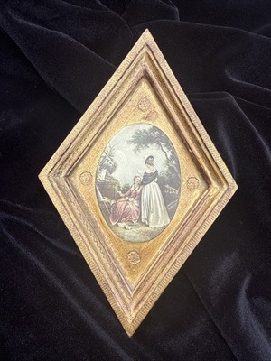 Vintage G Vanghi Florence Italian Miniature Portrait The Reading Hilair Gilt 8 