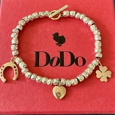 Dodo Pomellato Bracciale Argento 3 Charms Oro Rosa Ferro Cavallo Cuore Quadrifog