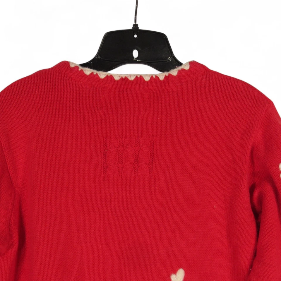 DE COLECCIÓN MARISA CHRISTINA Rojo NAVIDAD RENO Abotonado TEJIDO SUÉTER CÁRDIGAN Talla S Foto 4 de 4