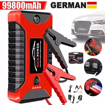 99800mAh Auto KFZ Starthilfe Jump Starter 12V Ladegerät Booster Power Bank PKW