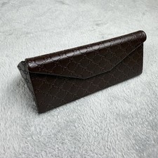 Genuine Gucci Eyeglasses Sunglasses Case Folding Triangle Hard Brown GG Logo
