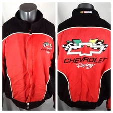 Vintage 90s Chevrolet Racing Jacket (Large) Red Black Embroidered Logo Patch Y2K