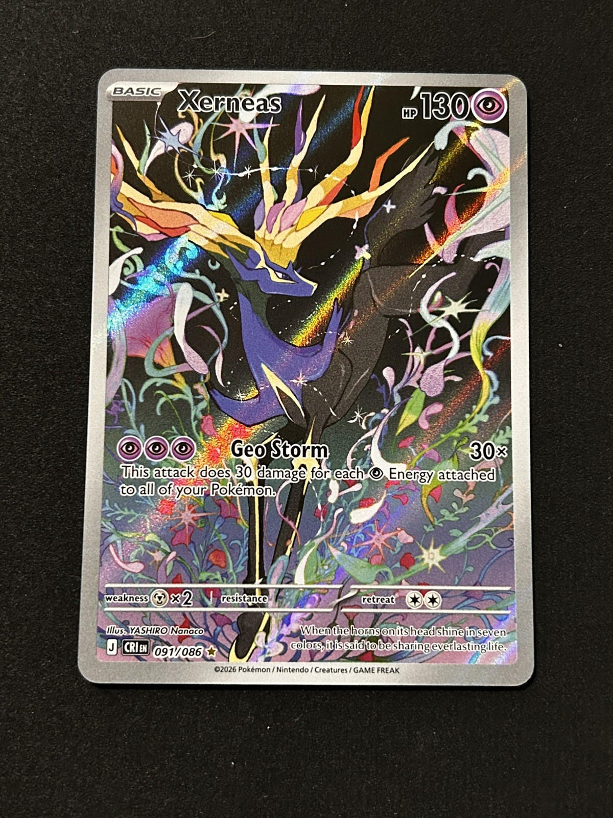 Pokemon Cards Xerneas 091/086 Chaos Rising Full Art Illustration Rare NM