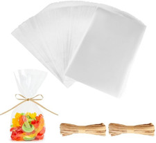 100Pcs Clear Soap Bags with 40 Meters of Soap Rope for DIY Soap Craft Gift Packa