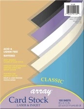 Card Stock Classic Assortment 5 Colors 8.5x11 Inch 100 Sheets Paper Craft