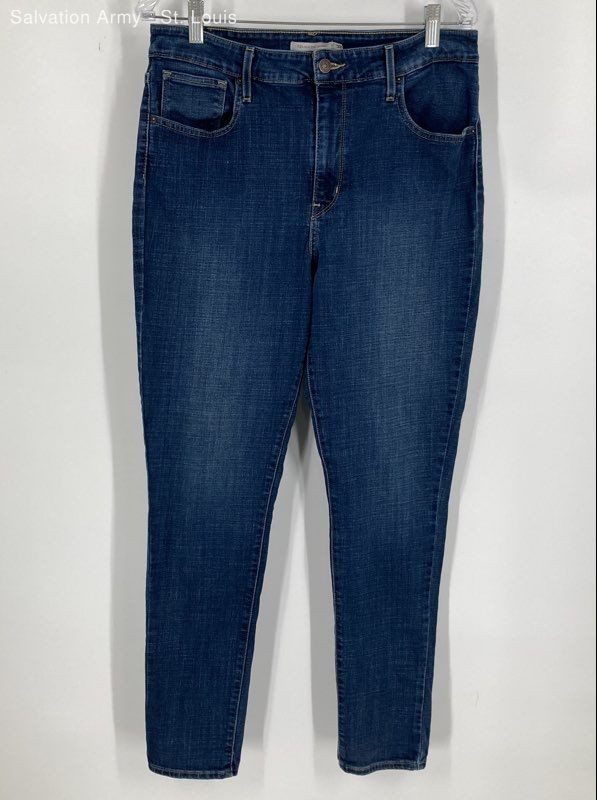 Levi's 721 Womens Blue Denim Pockets High-Rise Skinny Leg Jeans Size 32