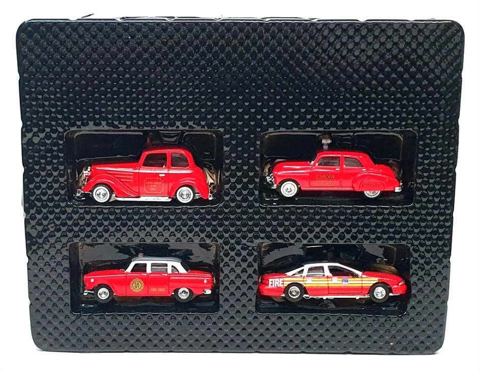 Golden Wheel 1/64 Scale 14414 - Chevrolet Fire Series 4 Piece Set - Red - Image 2 of 4
