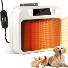 Thermostatic Dog House Heater w Anti-Bite Wire Wall-Mounted Pet Heater 300W/600W