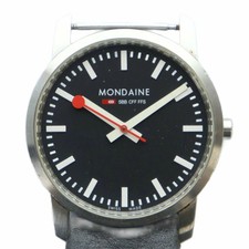 Mondaine MONDAINE Need repair item Simply Elegant Watch Black dial Logo leather
