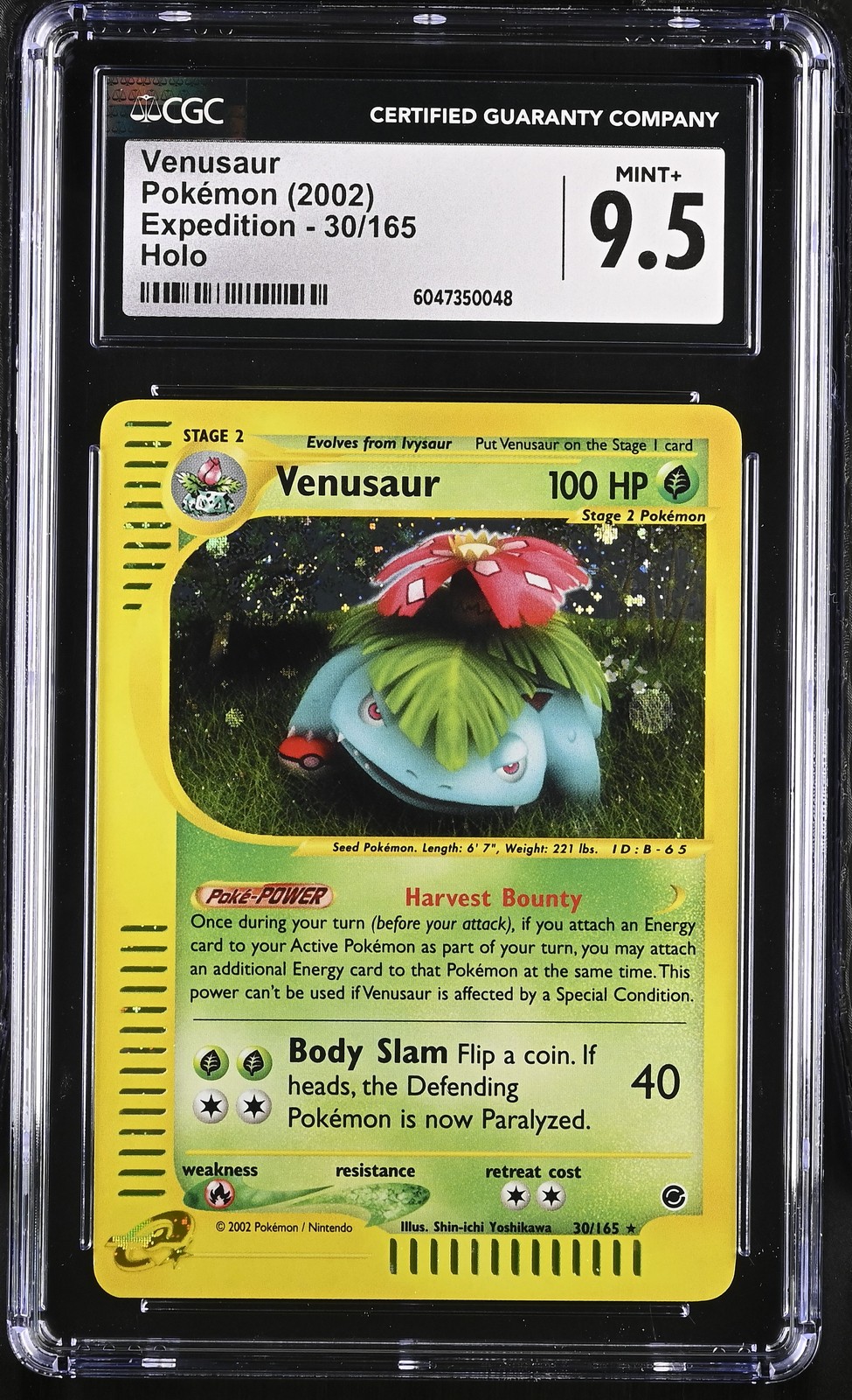CGC 9.5 MINT+ Venusaur 2002 Expedition 30/165 Holo SWIRL Pokemon Card 