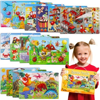 Puzzles for Kids Ages 4-8, 14 Pack Wooden Jigsaw 8.8 inches x 5.8 