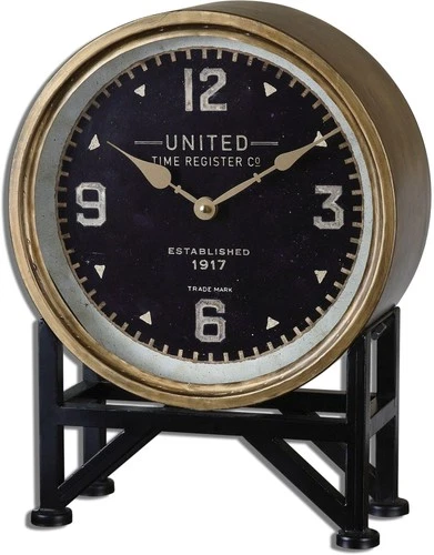 Uttermost 06094 Shyam Vintage Industrial 16" x 12" Analog Table - Gold - Picture 1 of 2