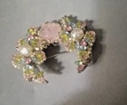 Vintage Miriam Haskell Silver Tone, Glass, Faux Pearl Brooch. 2 1/2" X 2"